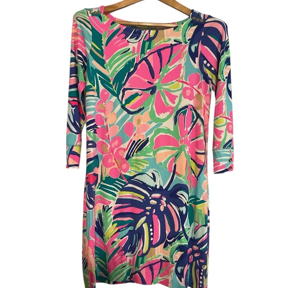 Lilly Pulitzer UPF 50+‎ Sophie Dress Size M Exotic Garden B1 Pink/ Green Floral - Picture 5 of 6